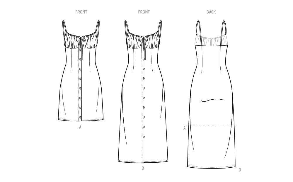Simplicity S3128 pattern envelope showing women in button front dresses