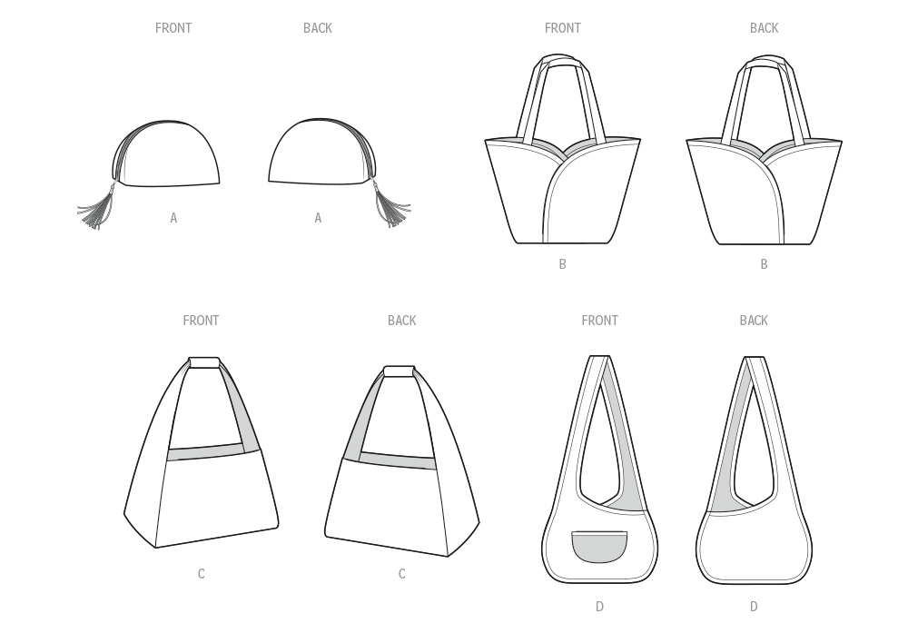 Simplicity S3154 pattern envelope showing lined bags
