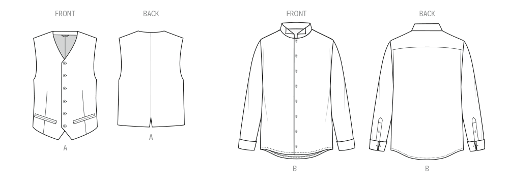 Simplicity S3172 pattern envelope showing a buttoned waistcoat