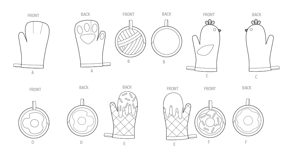 Simplicity S3260 sewing pattern envelope showing kitchen oven gloves and pot holders