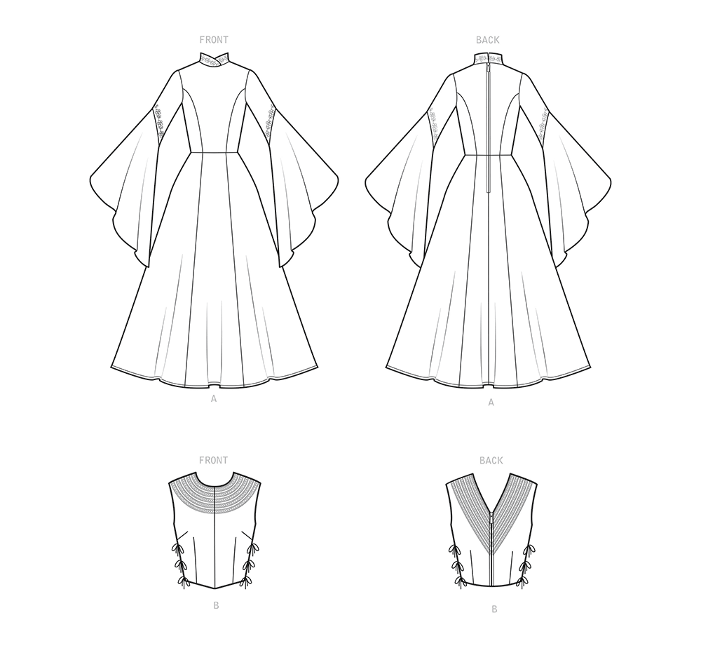 Simplicity S9089 sewing pattern envelope showing the Misses' Fantasy Gown Costume designs