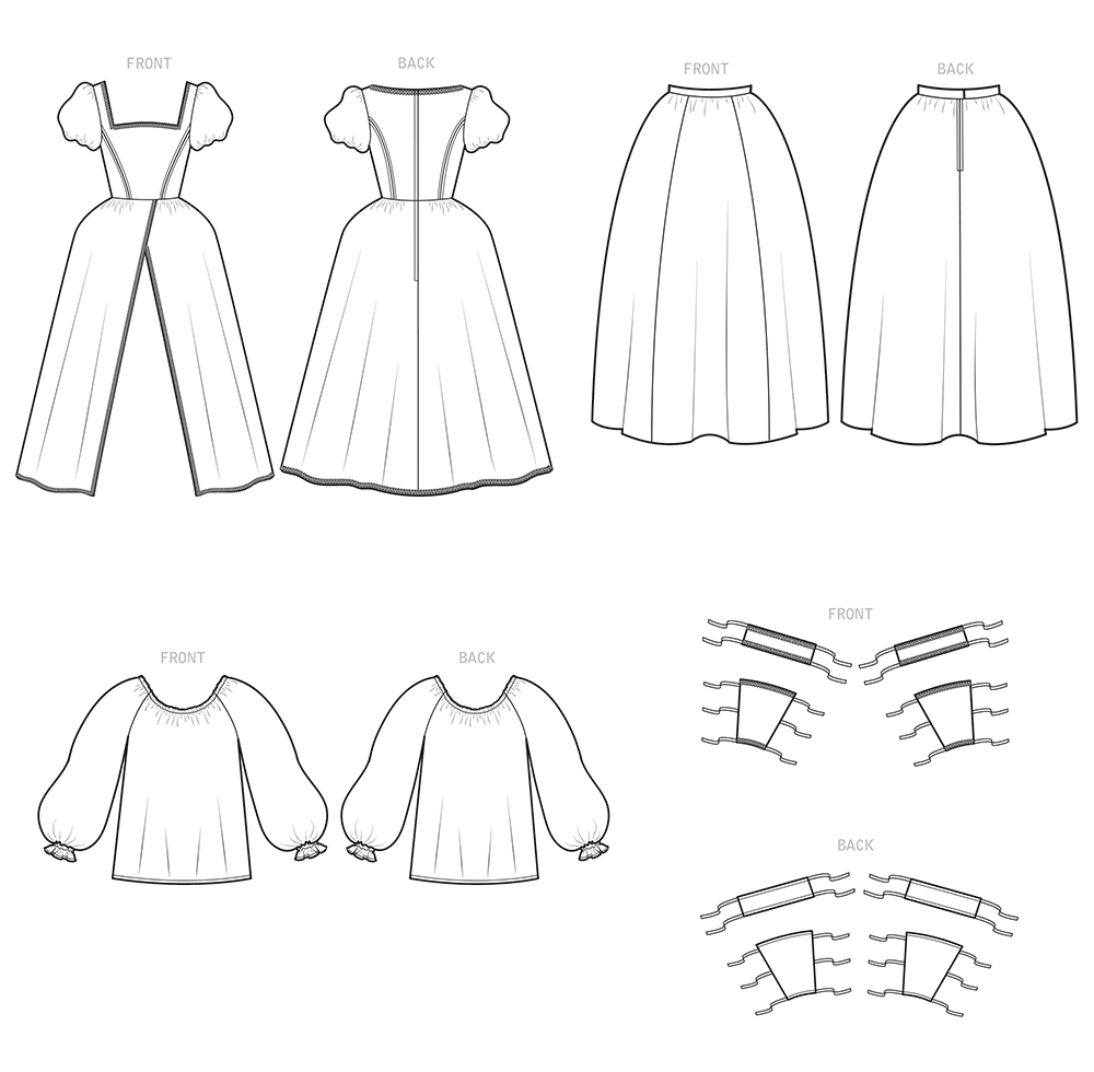 Simplicity S9090 sewing pattern envelope showing the Misses' Historical Costume designs