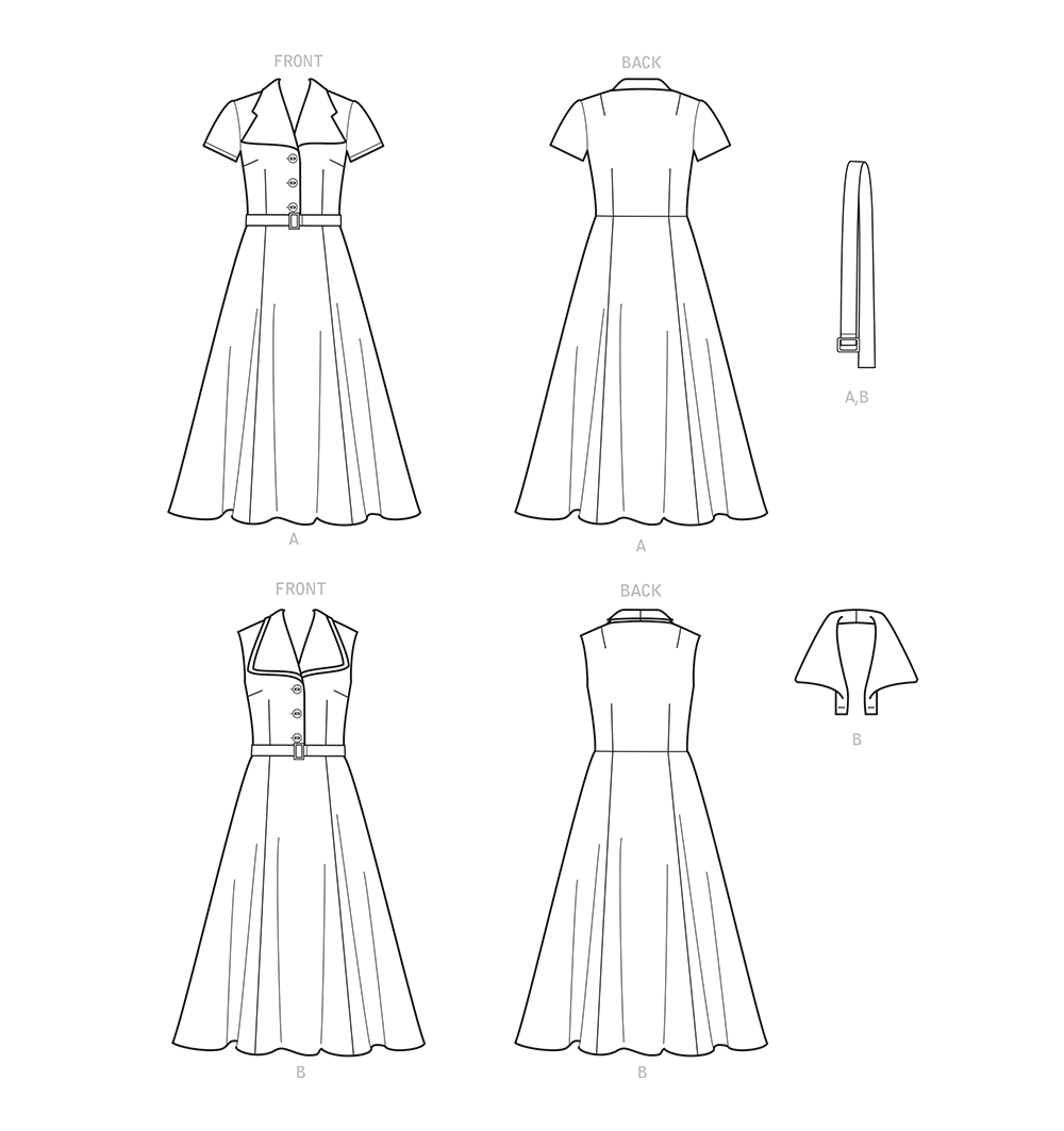 Simplicity S9105 sewing pattern envelope showing the Misses' Vintage Shirt Dress designs