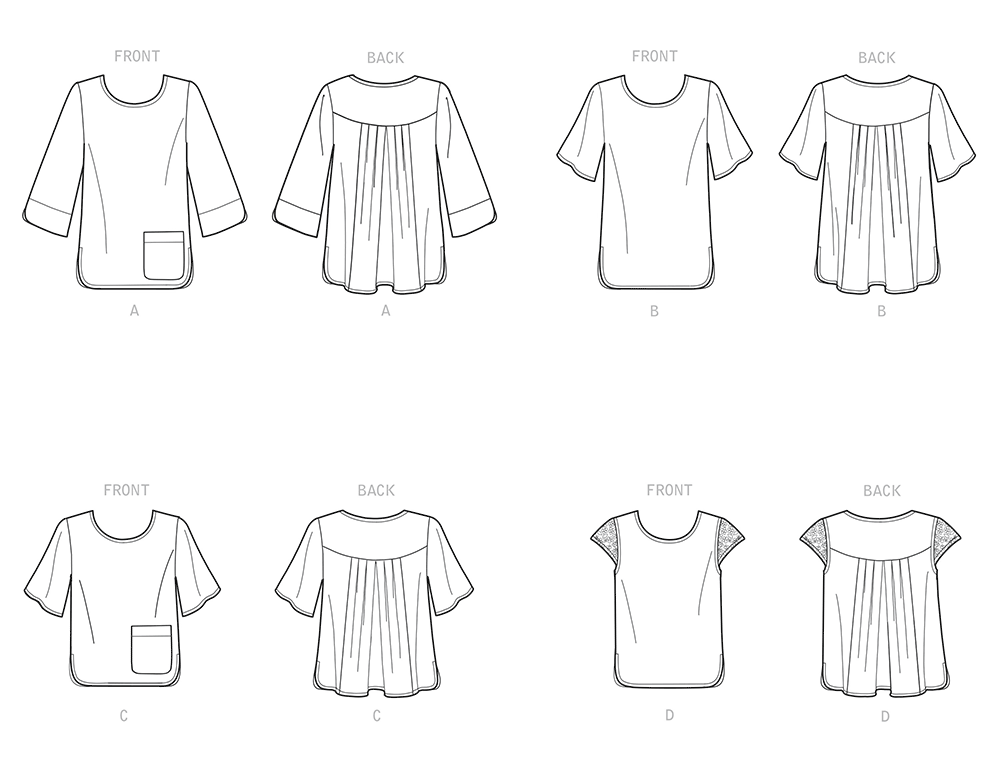 Simplicity S9107 sewing pattern envelope showing the Misses' Tops designs