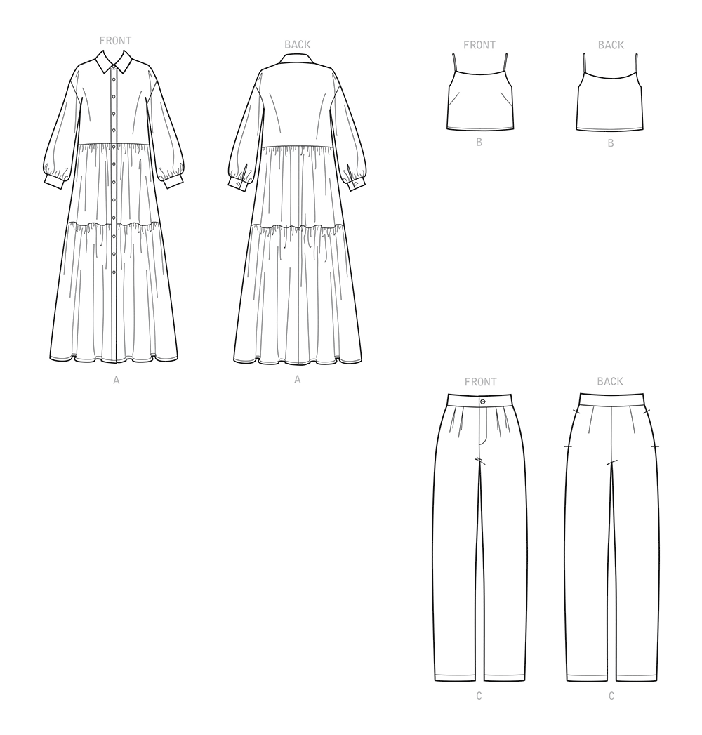 Simplicity S9114 pattern envelope showing long tiered dress
