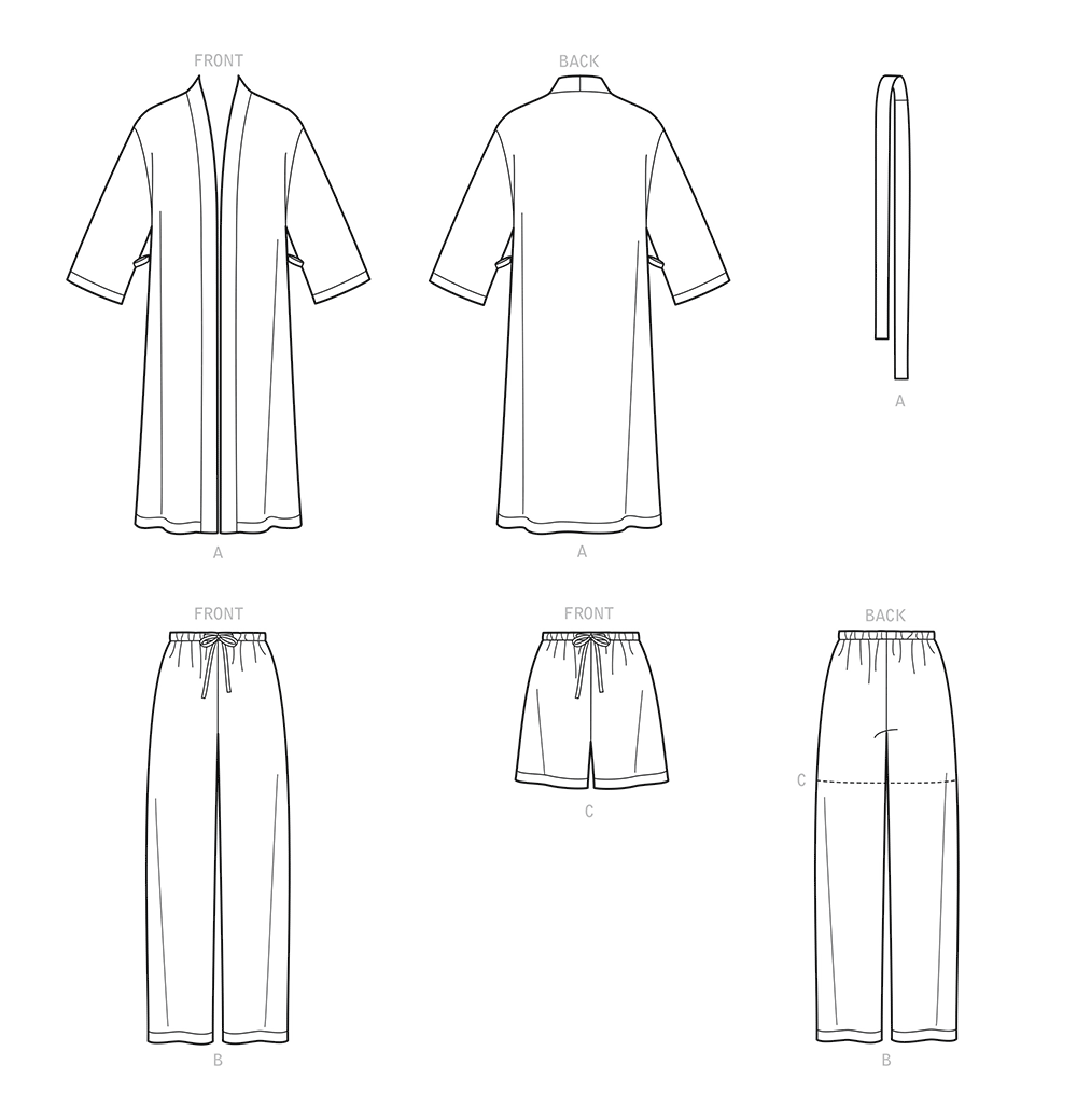 Simplicity S9131 pattern envelope showing lounge trousers, shorts and robe
