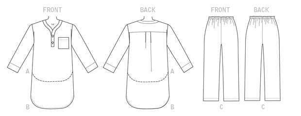 Simplicity S9211 sewing pattern envelope showing unisex pyjamas