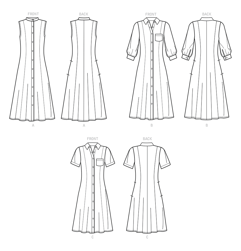 Simplicity sewing pattern S9260 envelope showing a button front dress