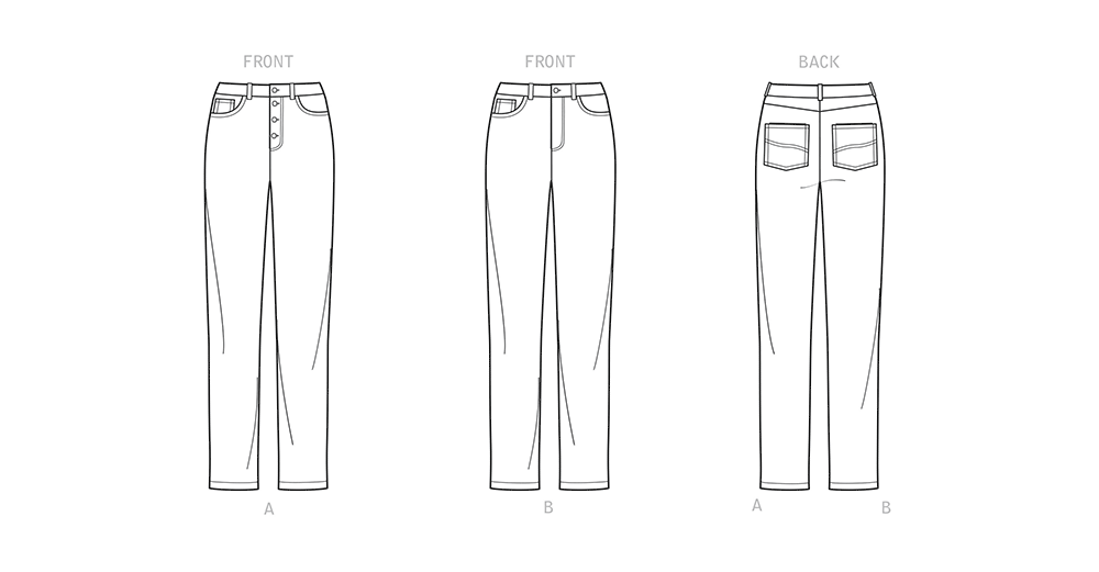 Simplicity sewing pattern S9266 envelope showing vintage style jeans