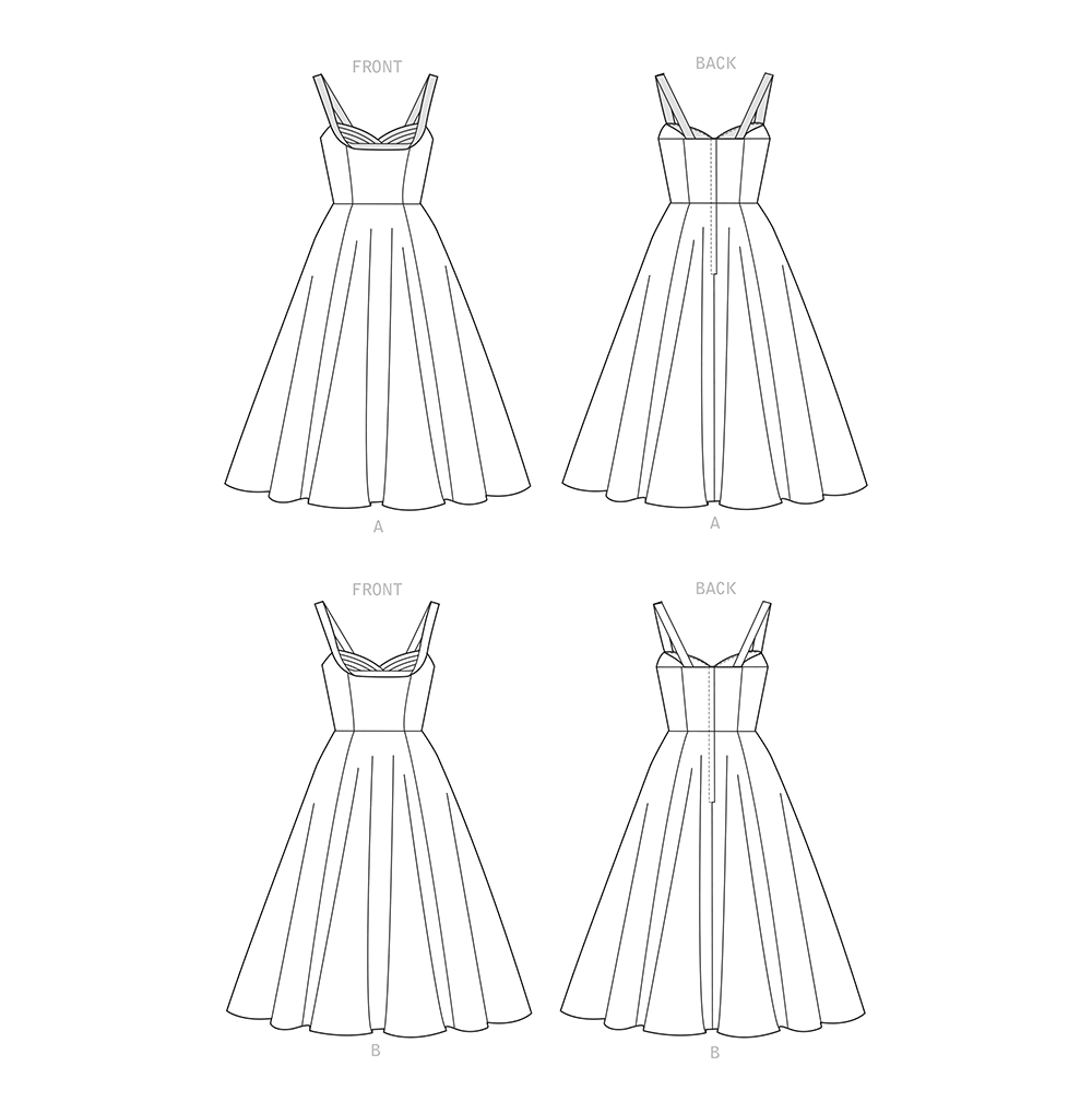 Simplicity sewing pattern S9284 envelope showing a boned bodice dress