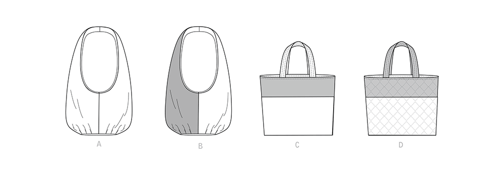Simplicity S9298 sewing pattern envelope showing market tote bags designs