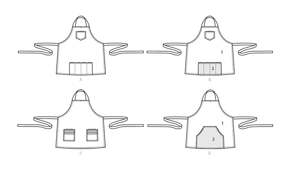 Simplicity S9302 sewing pattern envelope showing unisex bbq apron designs