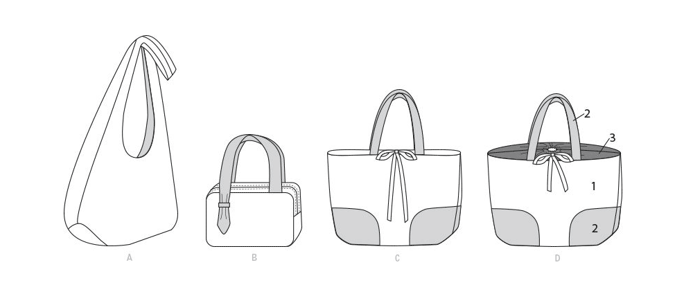 Simplicity S9304 sewing pattern envelope showing handbags designs