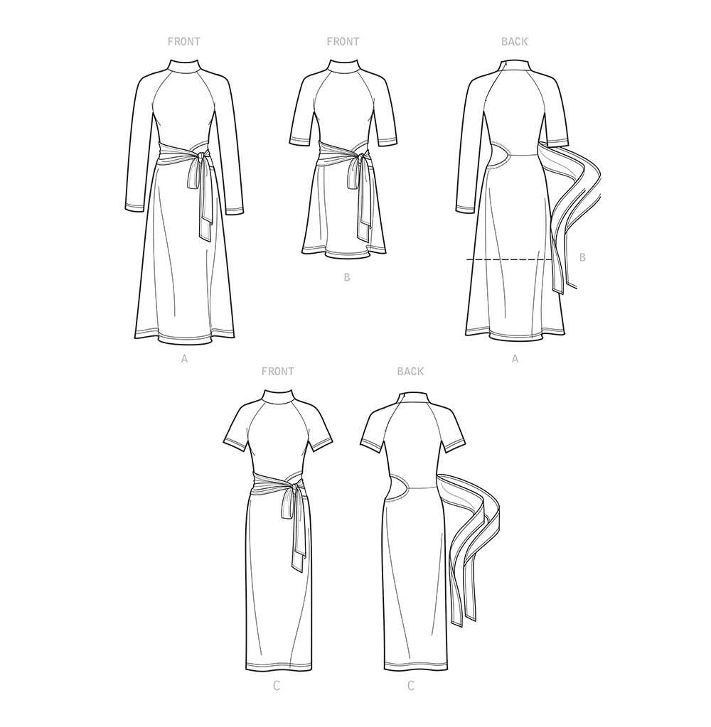 Simplicity S9370 sewing pattern envelope showing women's knit dresses with cut-out midriff