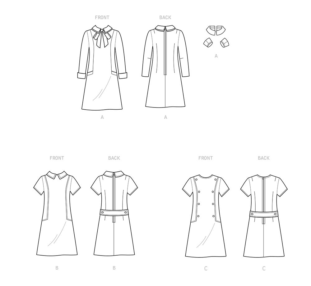 Simplicity S9371 sewing pattern envelope showing women's collared dresses with belt