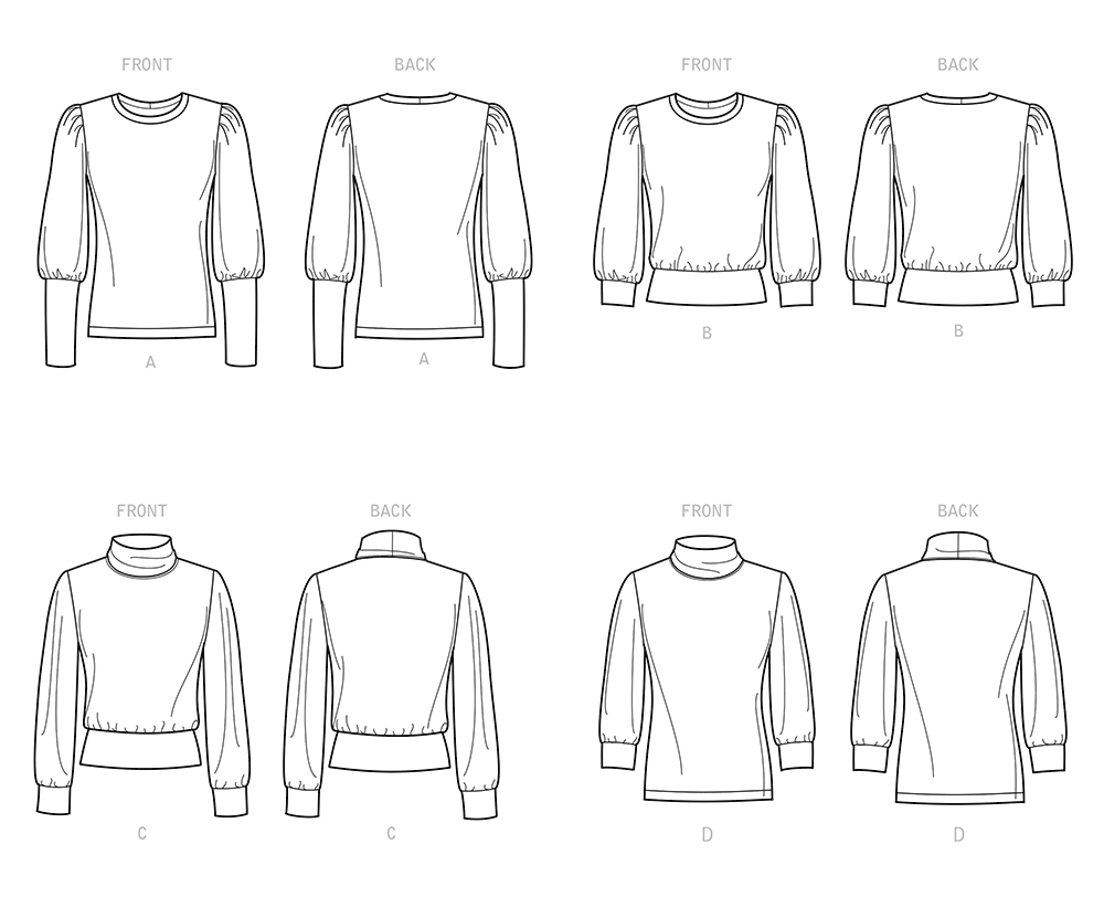Simplicity S9385 sewing pattern envelope showing women's knit tops