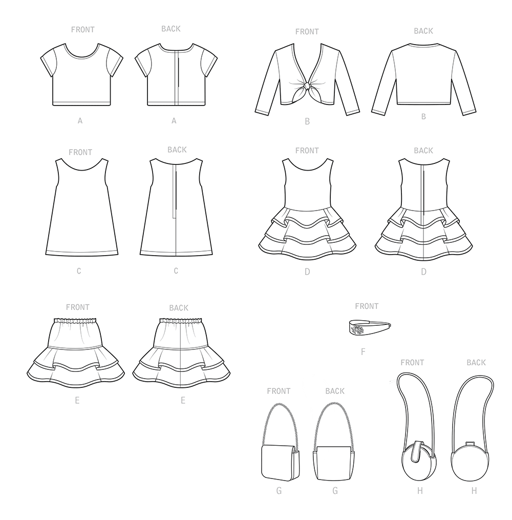 Simplicity S9422 sewing pattern envelope showing doll clothes