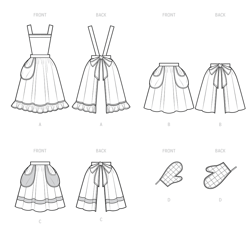 Simplicity S9496 sewing pattern envelope showing aprons