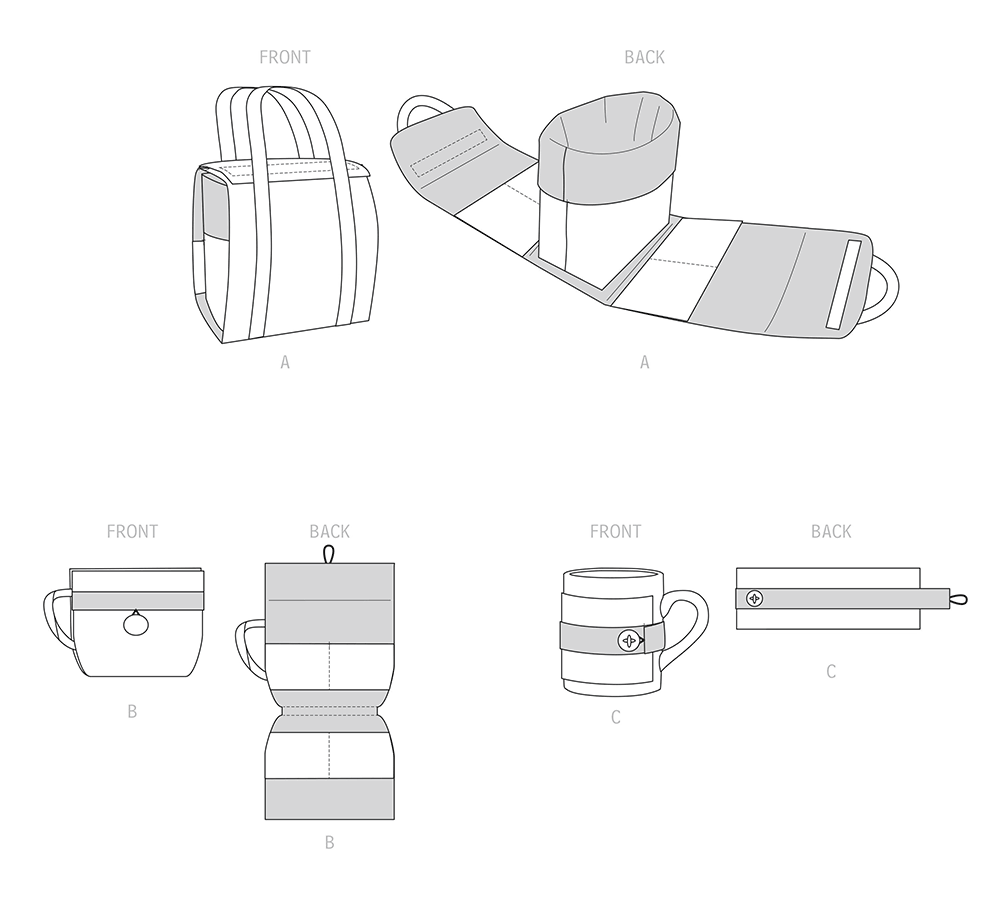 Simplicity S9511 pattern envelope showing printed fabric tea time accessories