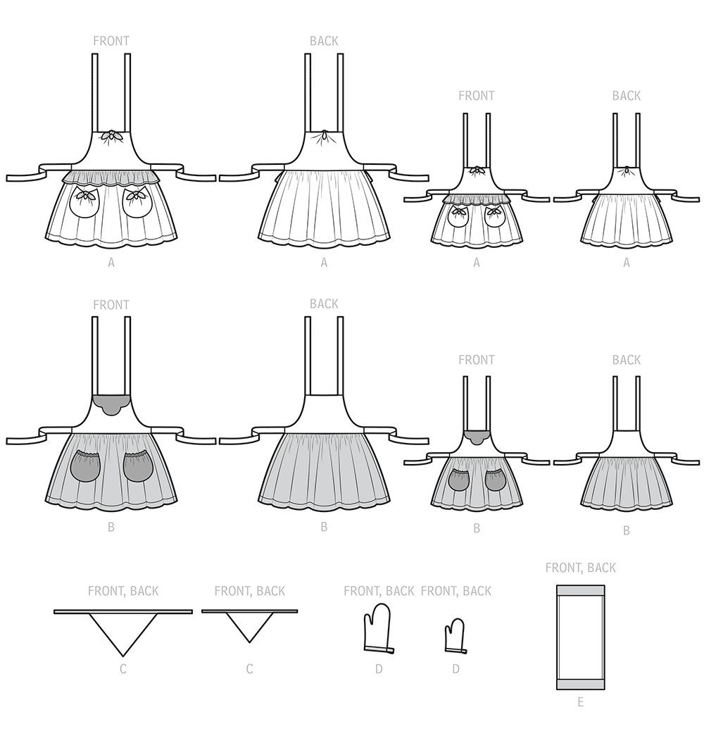 Simplicity S9565 sewing pattern envelope showing aprons