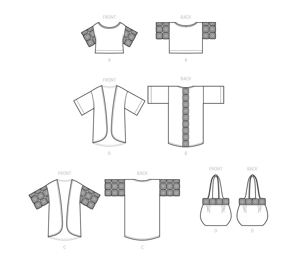 Simplicity S9633 sewing pattern envelope showing top designs
