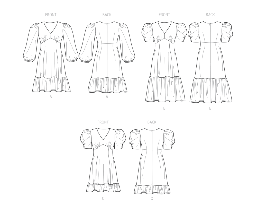 Simplicity S9643 sewing pattern envelope showing dress designs