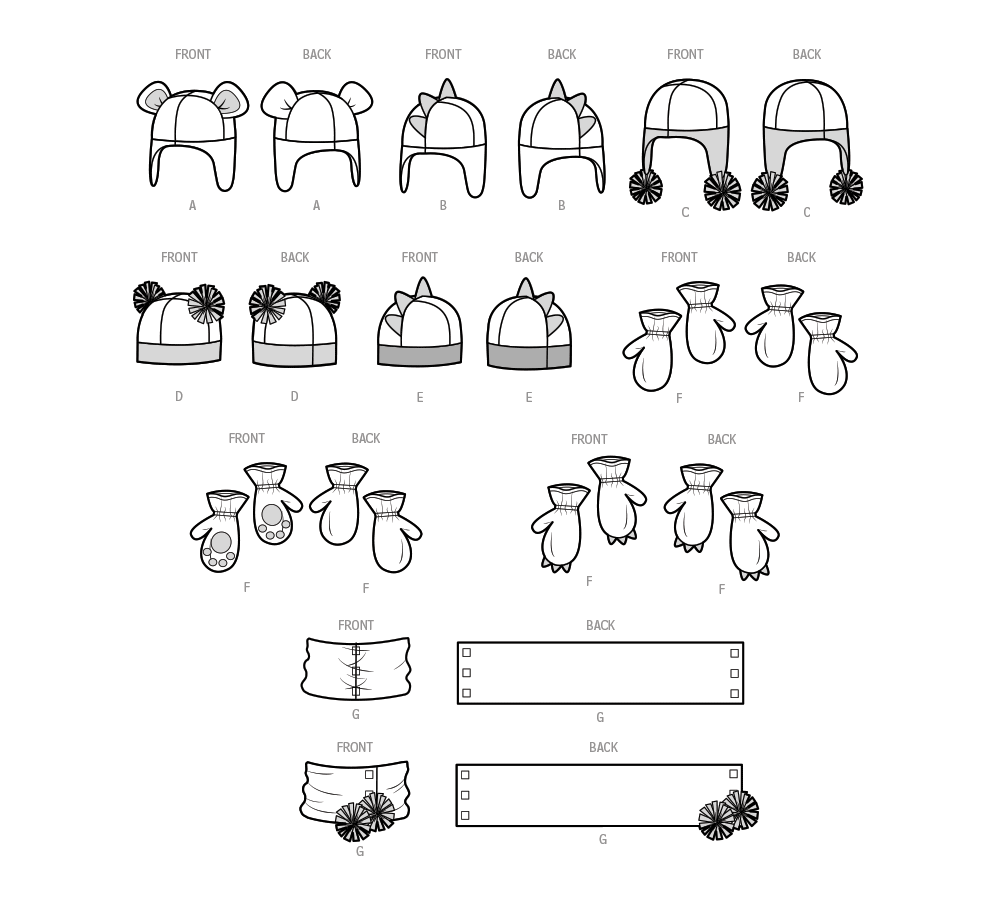 Simplicity sewing pattern S9657 envelope showing headband accessories