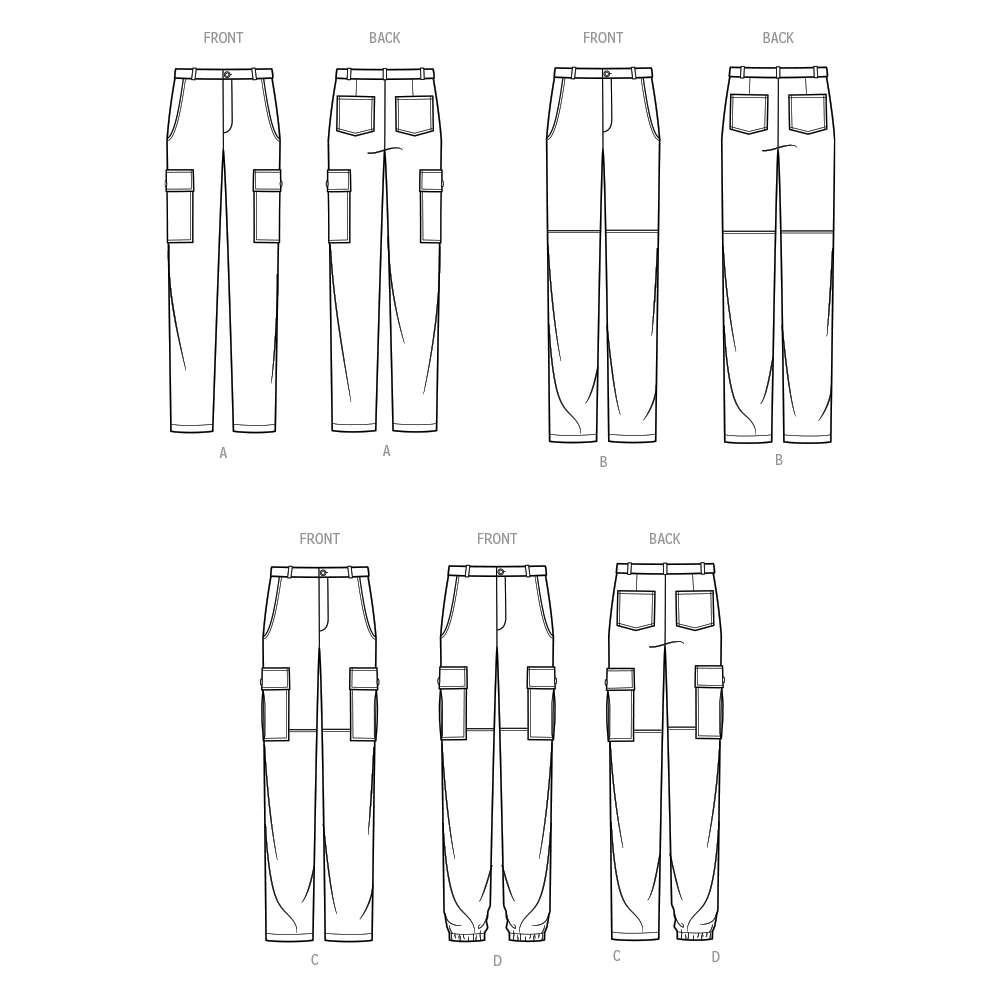 Simplicity sewing pattern S9693 envelope showing men's and boys' trousers