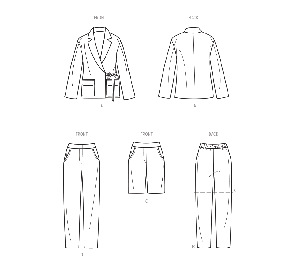 Simplicity S9714 sewing pattern envelope showing casual wear with a side tie