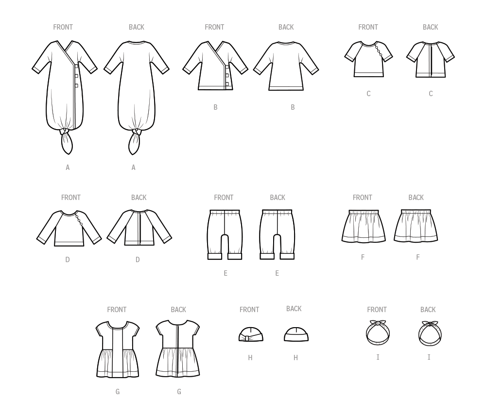 Simplicity S9727 sewing pattern envelope showing baby doll clothes
