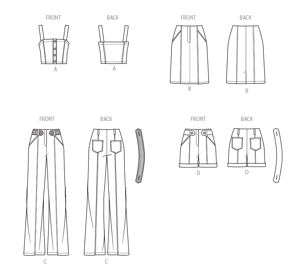 Simplicity S9755 sewing pattern envelope showing a women's button-front crop top