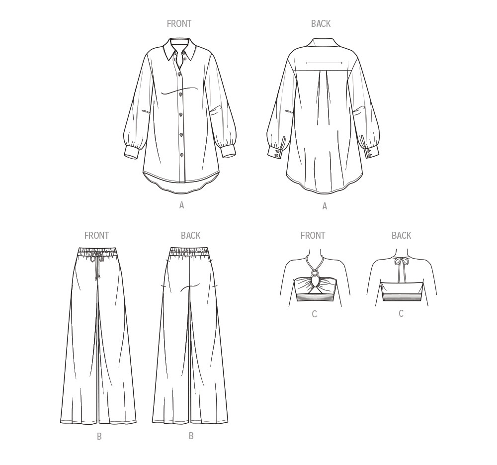 Simplicity S9756 sewing pattern envelope showing a collared shirt