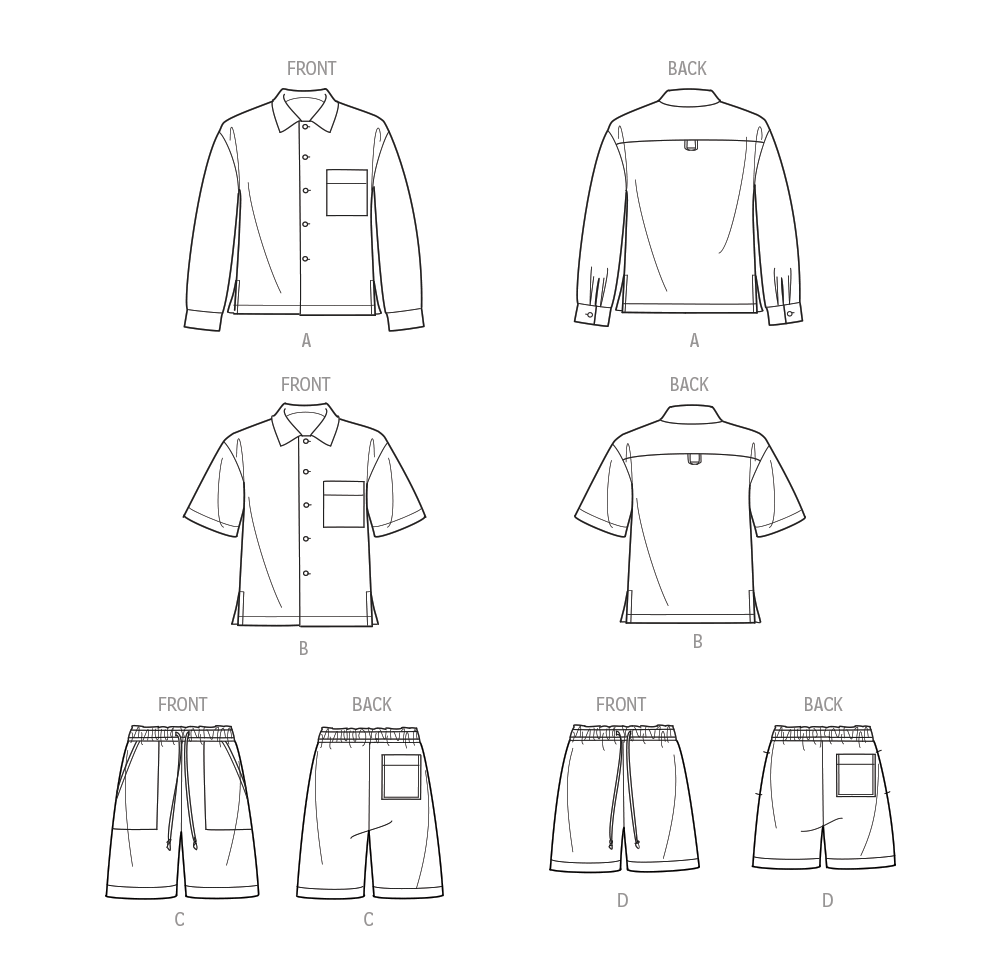 Simplicity S9758 sewing pattern envelope showing a casual shirt