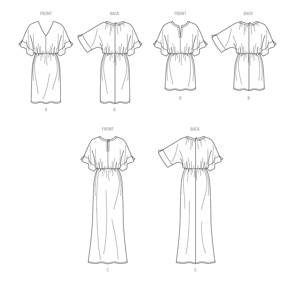 Simplicity S9781 sewing pattern envelope showing a kimono sleeve dress