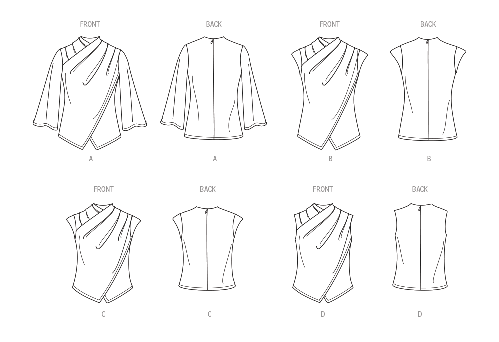 Simplicity S9783 sewing pattern envelope showing a draped top
