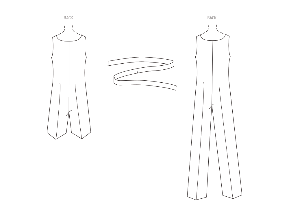 Simplicity S9792 sewing pattern envelope showing casual wear with front zip and tie belt