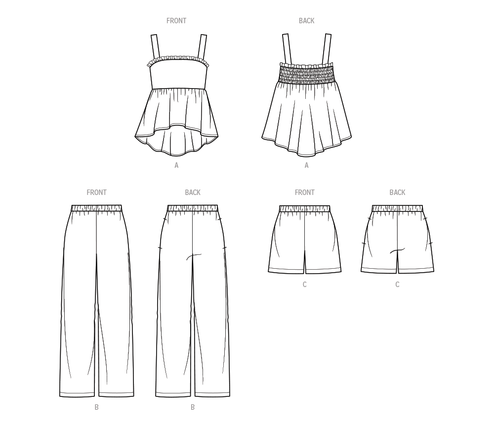 Simplicity sewing pattern S9800 envelope showing children's casual wear designs