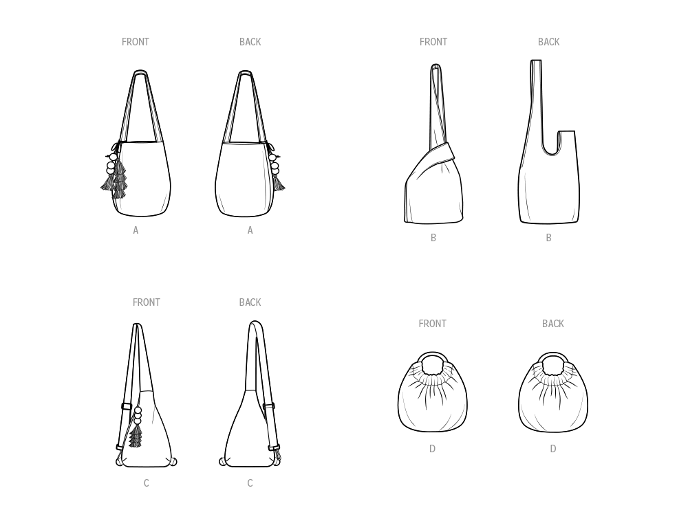 Simplicity sewing pattern S9803 envelope showing accessories designs