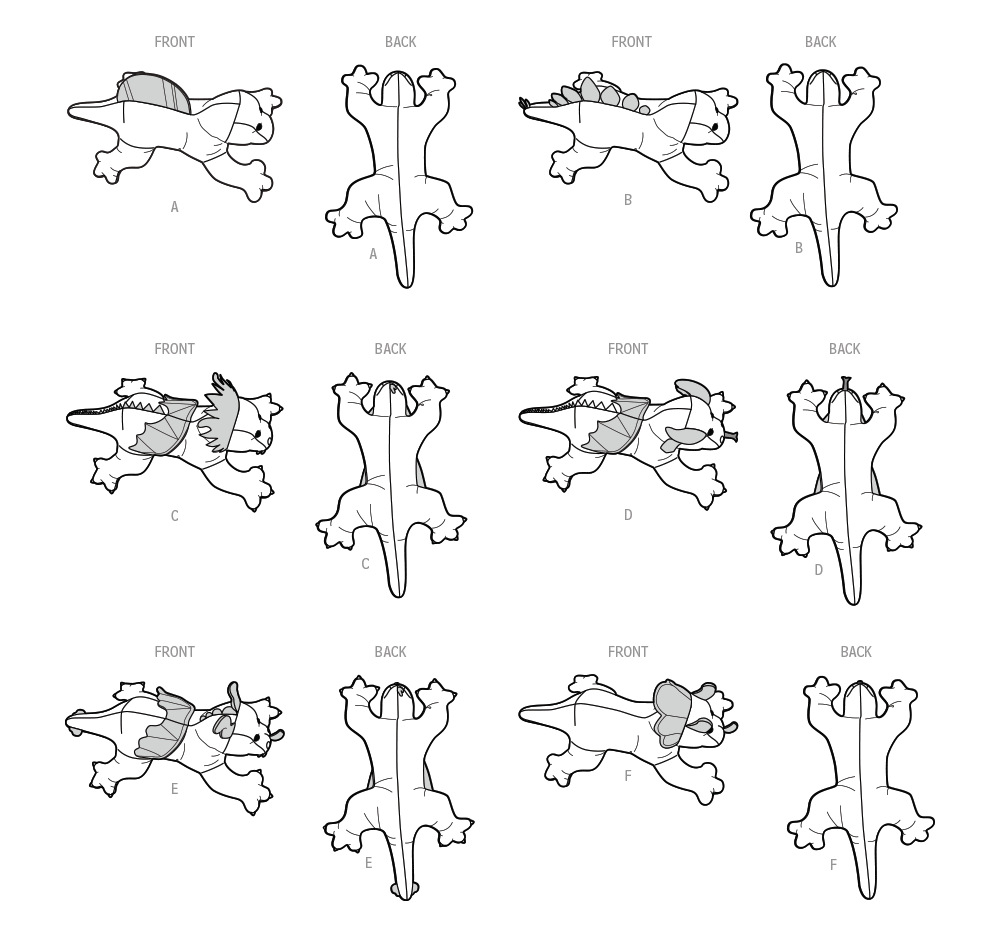 Simplicity S9876 sewing pattern envelope showing a customisable plush toy