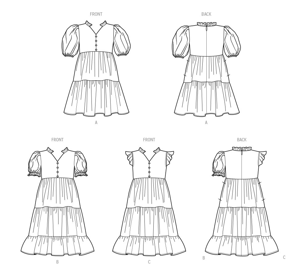 Simplicity sewing pattern S9900 envelope showing girl's dress designs