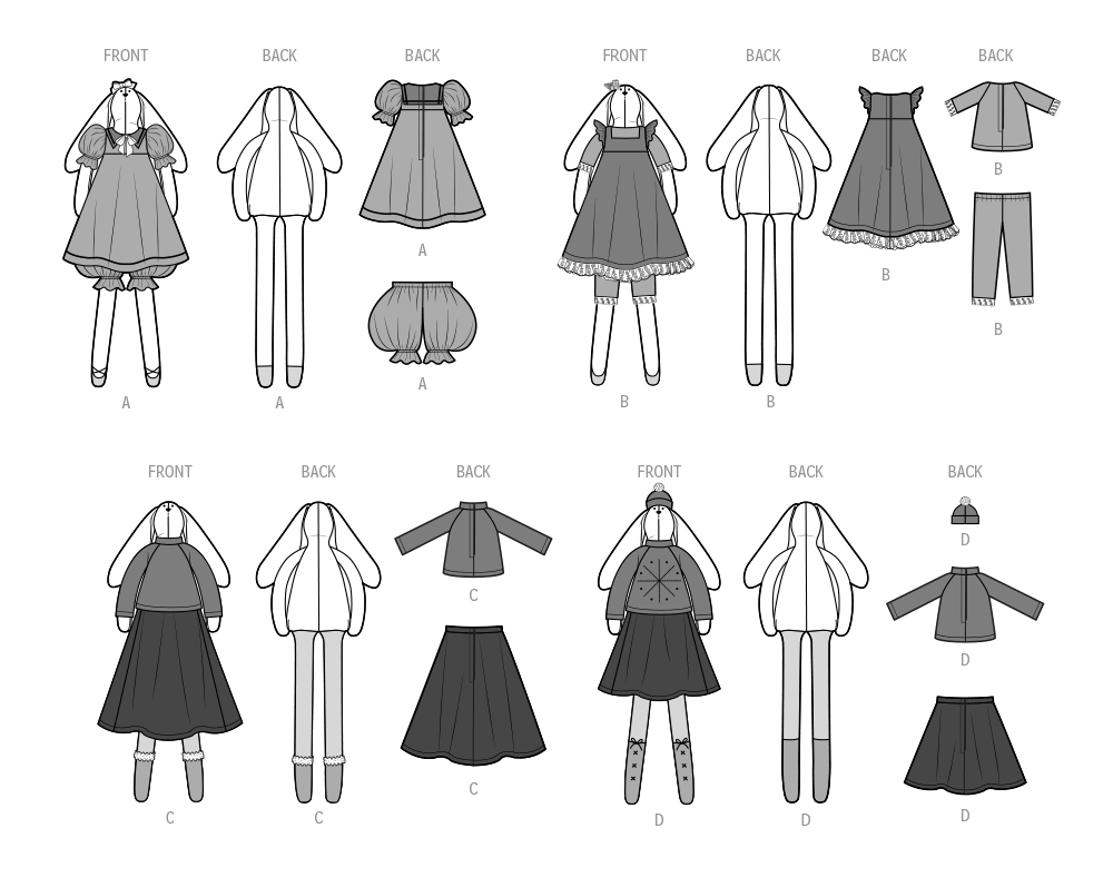 Simplicity sewing pattern S9905 envelope showing stuffed toys with seasonal outfits designs