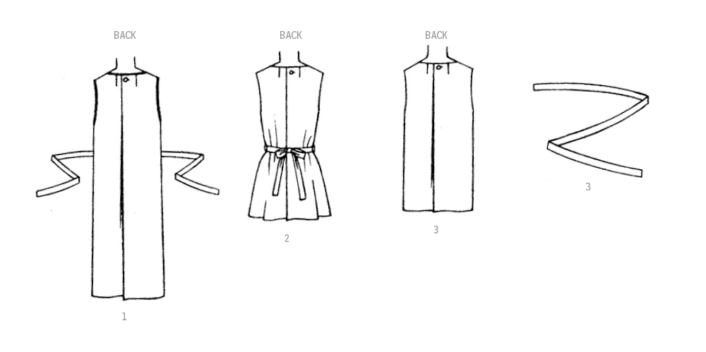 Simplicity sewing pattern S9906 envelope showing vintage 1960s jiffy apron designs