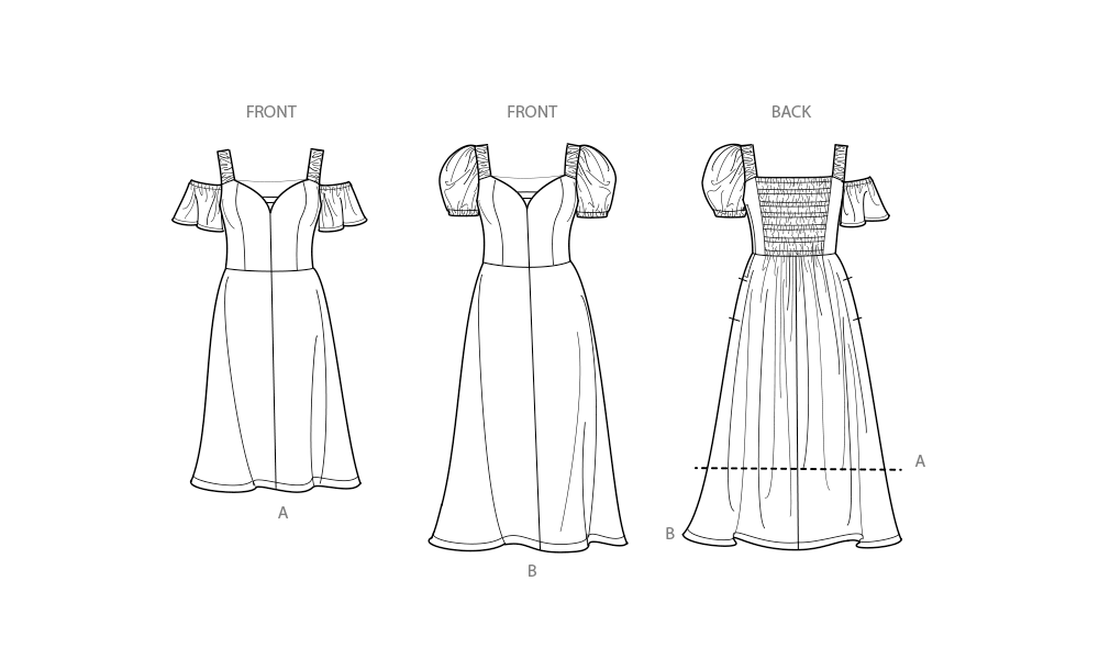 Simplicity sewing pattern S9919 envelope showing plus size sweetheart neck dress designs