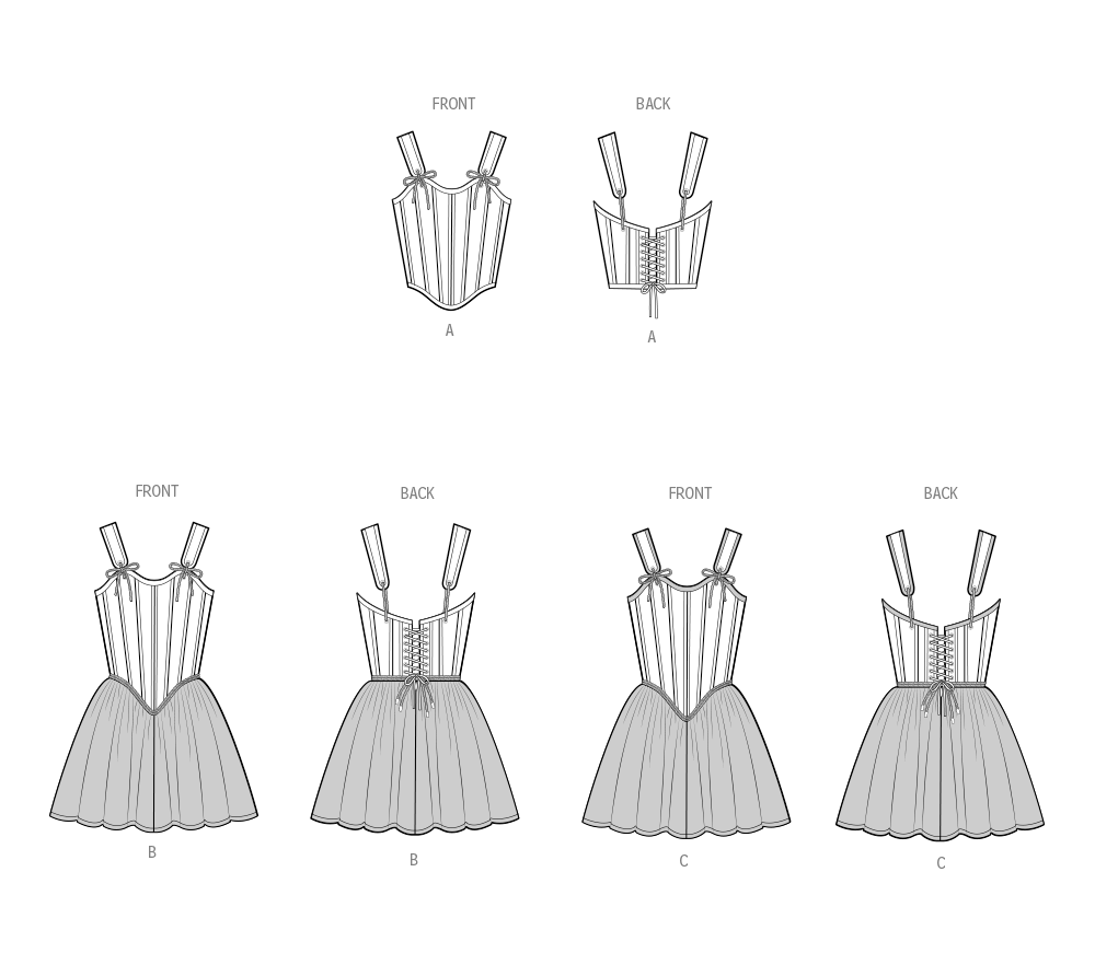 Simplicity S9974 sewing pattern envelope showing floral corset bodice costume