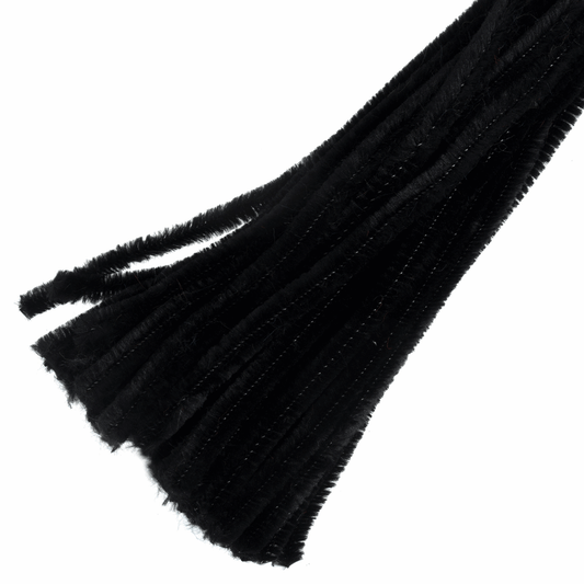 Trimits Black Jumbo Chenilles - 30cm x 12mm (Pack of 50)