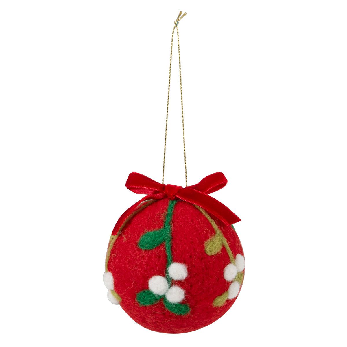 Finished needle felted christmas bauble from Trimits kit