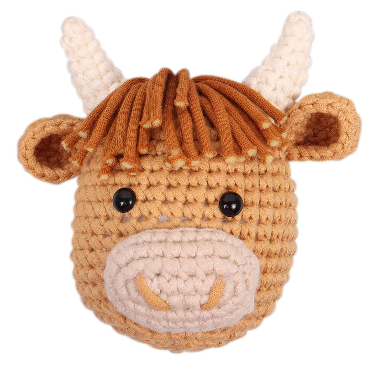 Crocheted amigurumi highland cow