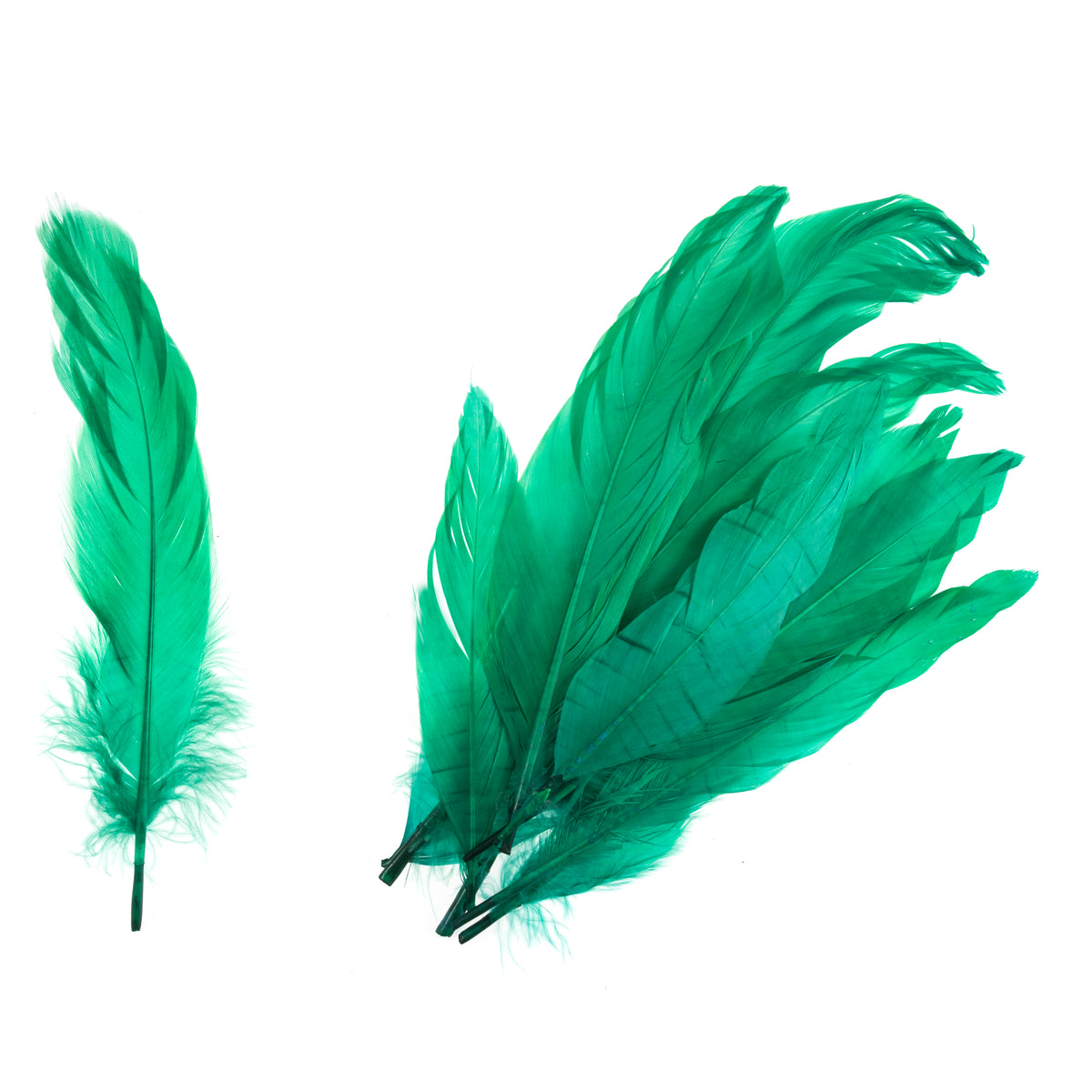 Pack of green goose feathers by Trimits