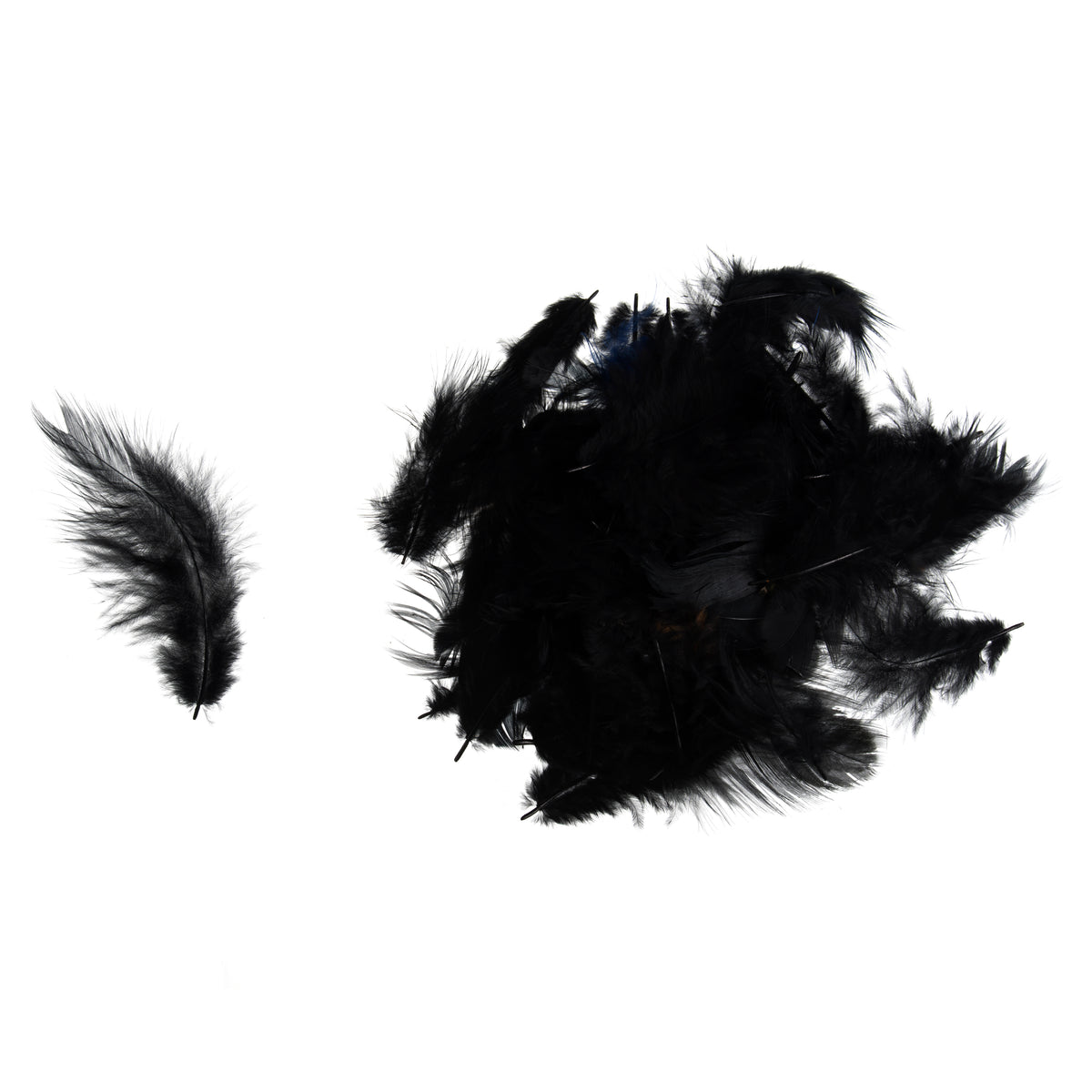 Pack of black hen feathers by Trimits