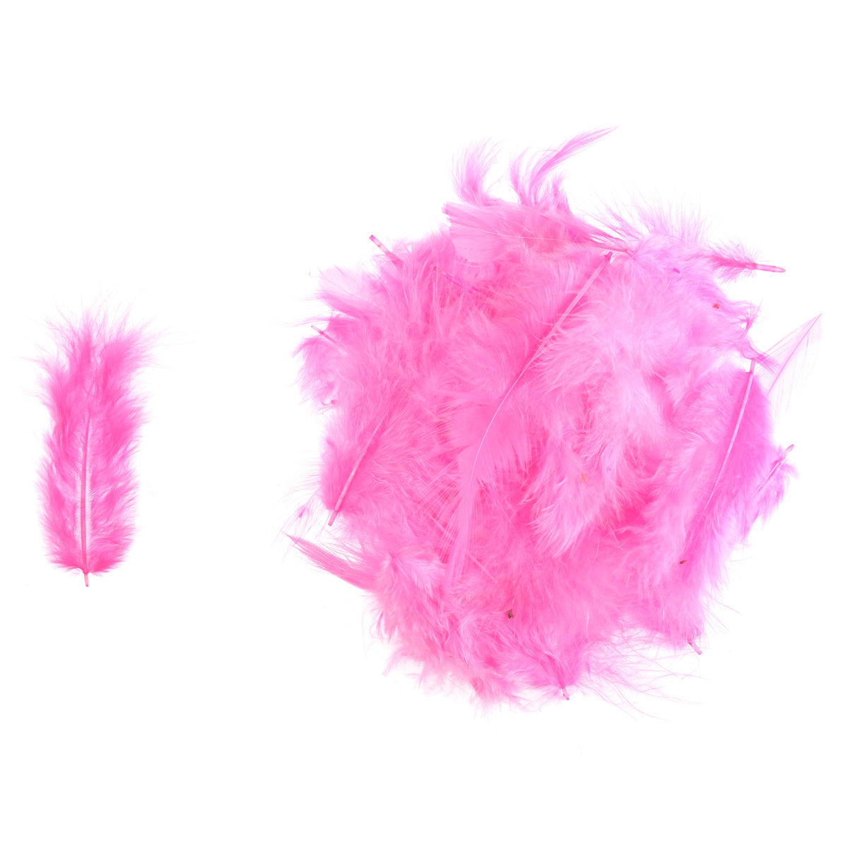 Cerise dyed hen feathers in a clear pack